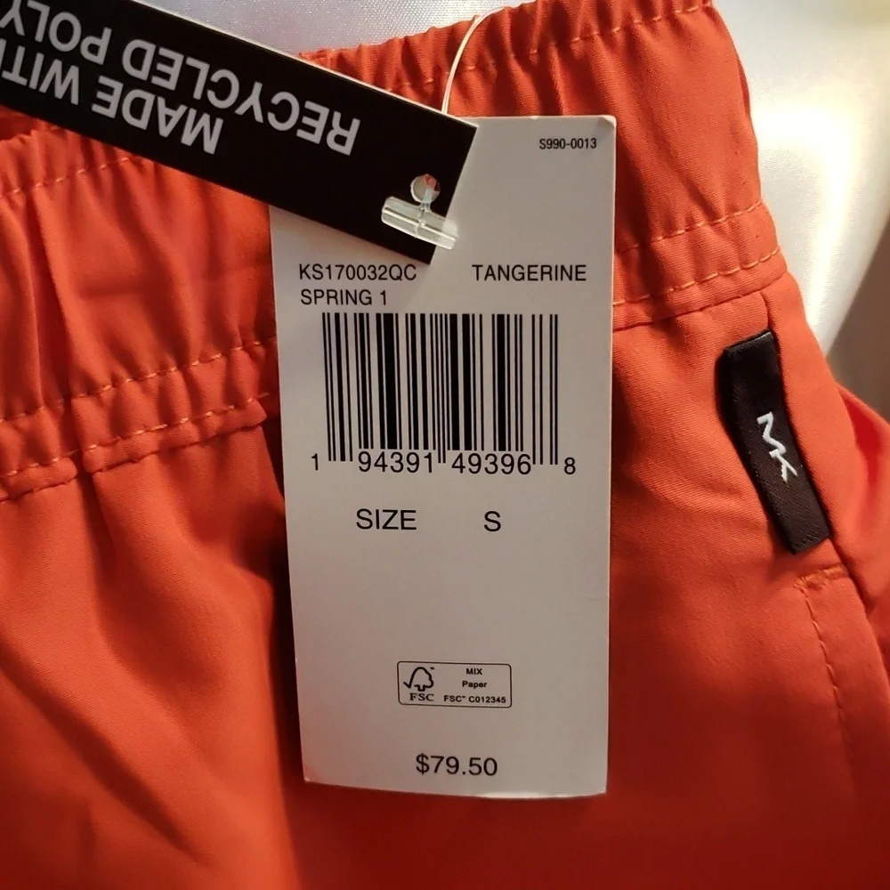 Michael Kors NWT Men's Orange Swim Trunks with White MK Logo